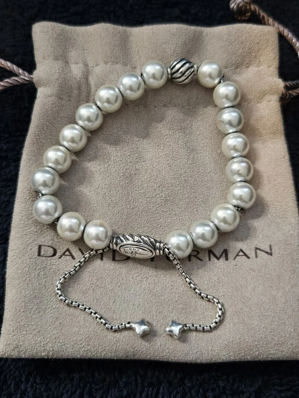 David Yurman Silver and Pearls Beads Bracelet